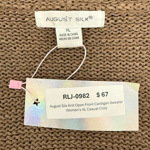 August Silk Knit Open Front Cardigan Sweater Women's XL Casual Cozy - Picture 7 of 7